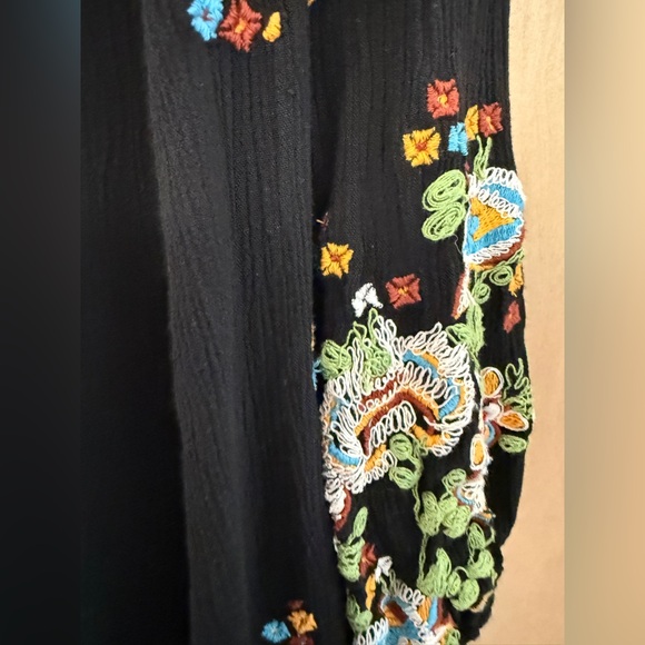 Free People Oxford Black Embroidered Swing Dress